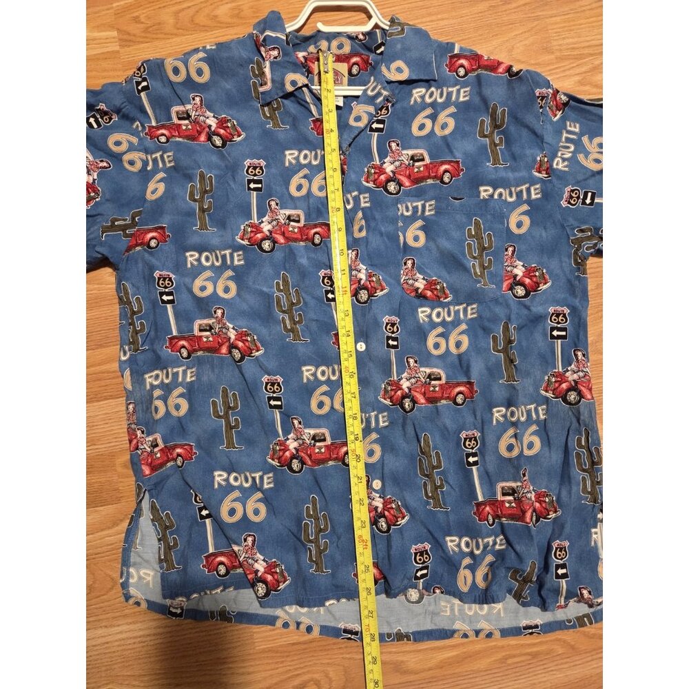 Barnfly Men Shirt Short Sleeves Medium Blue Road 66 Pre-Owned - Picture 4 of 7